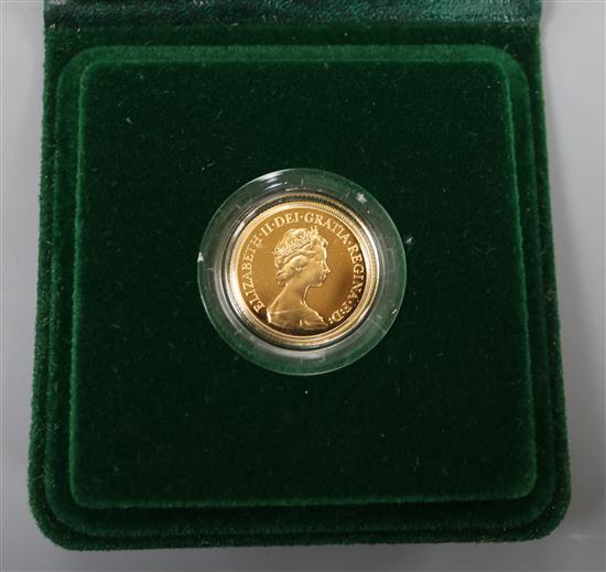 A UK gold proof full sovereign, 1980, cased.